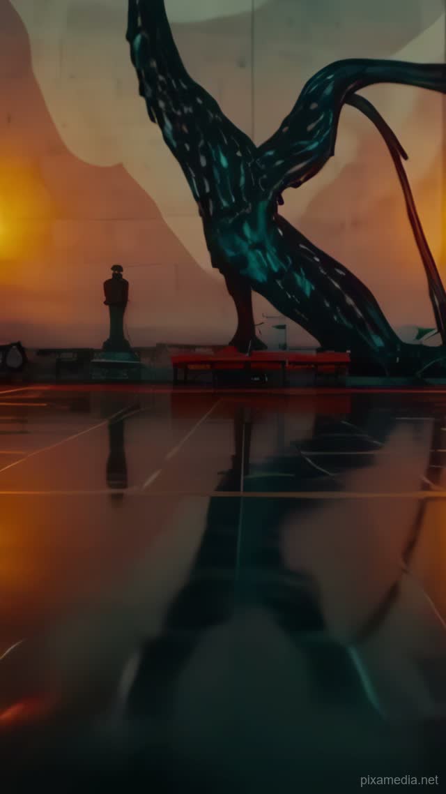 Crane Mural Under Torchlight - Street Art AI stock